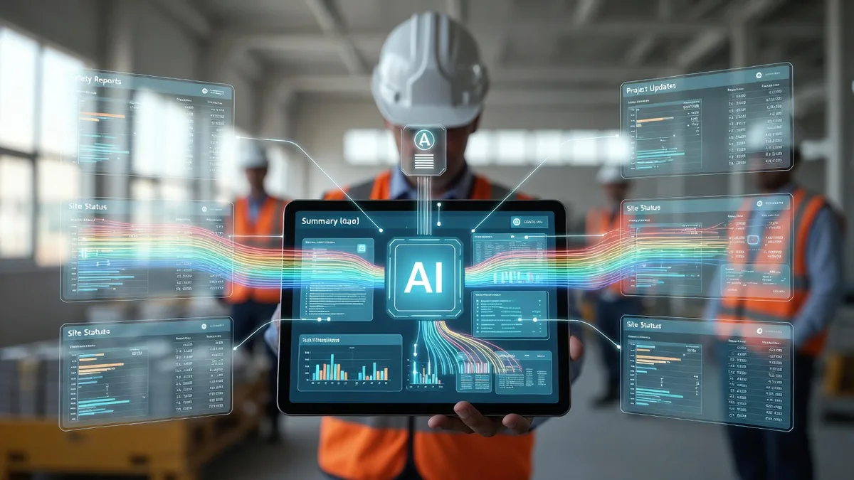 AI agent collating construction site reports into a single project summary