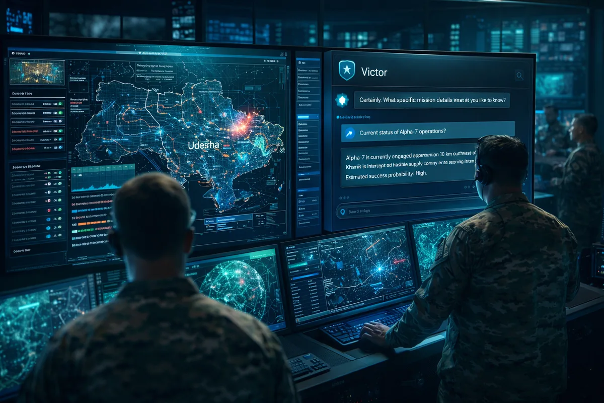 military operations centre with ai interface