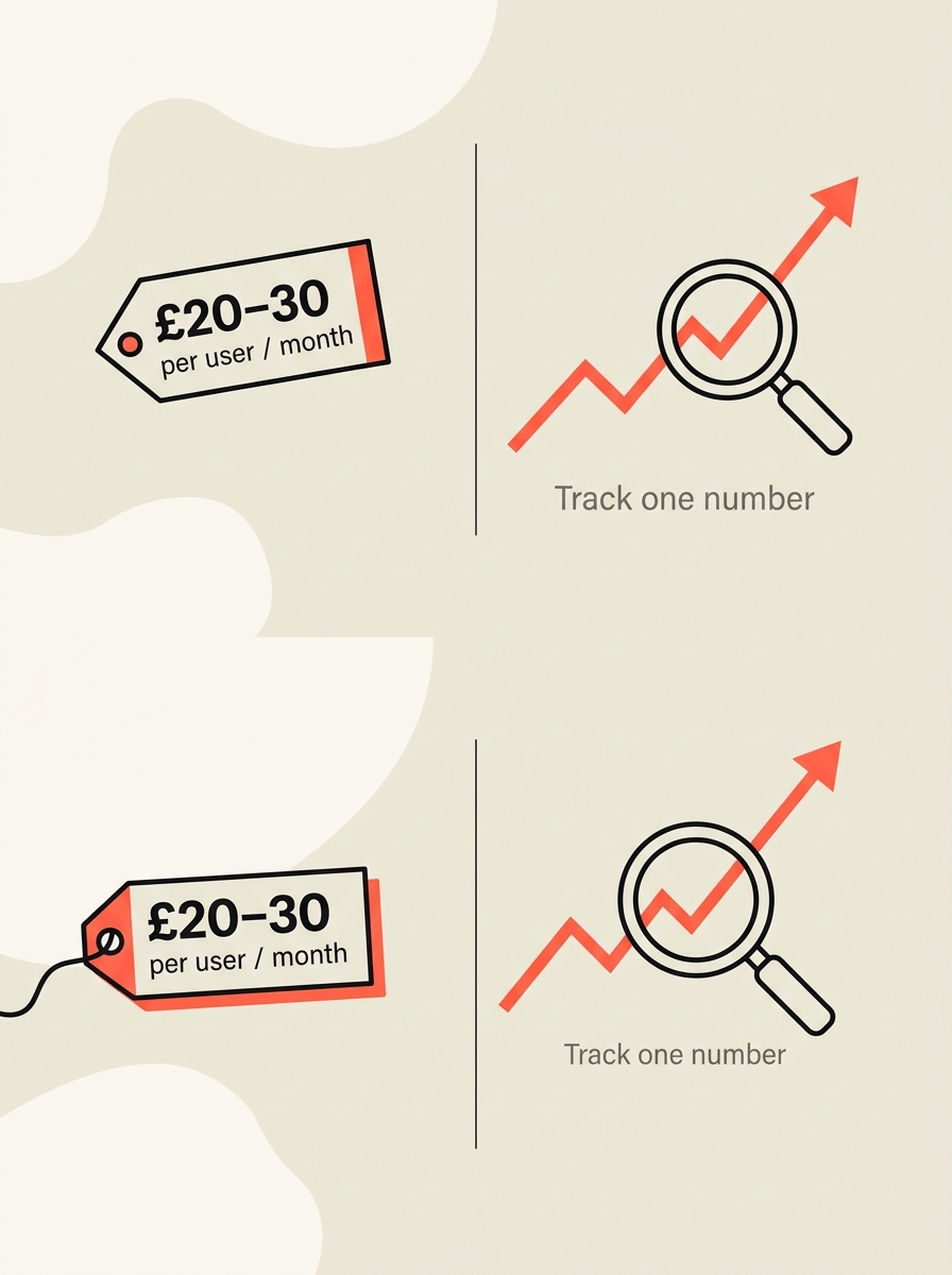ai_tool_price_tag_beside_a_rising_metric_being_tracked_with_a_magnifying_glass