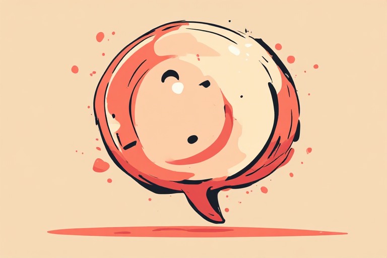 Flat vector illustration of a stylised voice-assistant speech bubble steadying itself after a wobble, cream background with a single coral accent