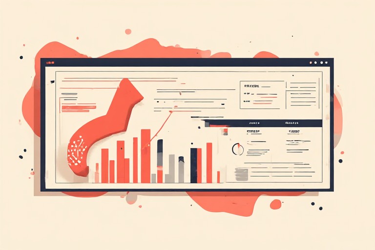 Flat vector illustration of a flat dashboard panel transforming into a forward-pointing decision arrow, cream background with a single coral highlight