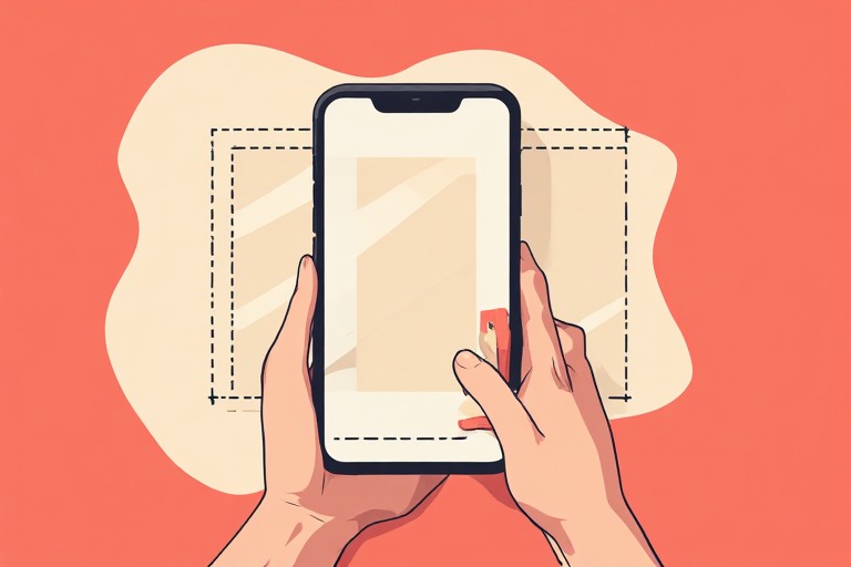 A phone photo being extended and reframed by AI editing tools, flat editorial vector illustration