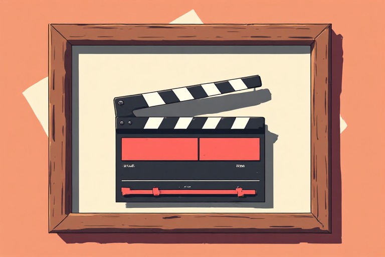 Flat vector illustration of a film clapperboard placed inside a paused or shelved frame, with a coral pause symbol, representing a movie being dropped