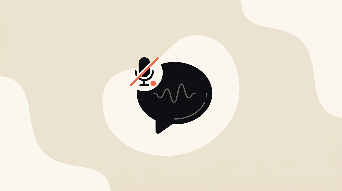Flat cream and coral vector illustration of a speech bubble with a muted or silenced mark over it